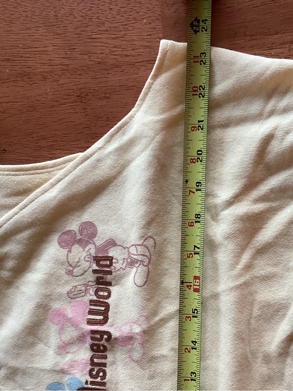 Disney Pale Yellow Ice Cream Mickey Crop Crewneck Sleeveless Sweatshirt Top -1X - Picture 5 of 10